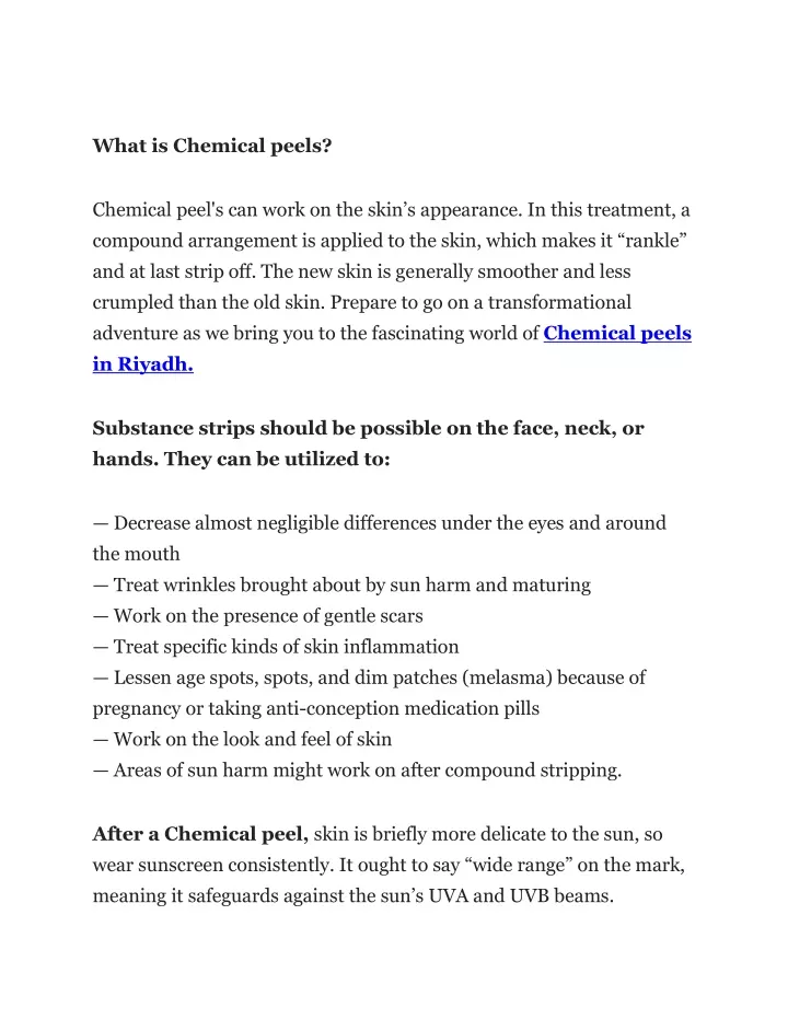 what is chemical peels