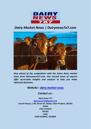 Dairy Market News  Dairynews7x7 com