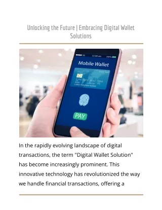 Unlocking the Future _ Embracing Digital Wallet Solutions