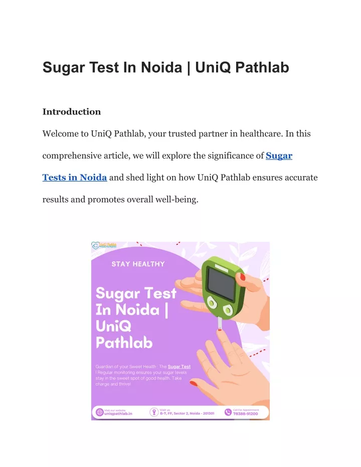 sugar test in noida uniq pathlab