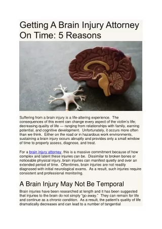 Getting A Brain Injury Attorney On Time