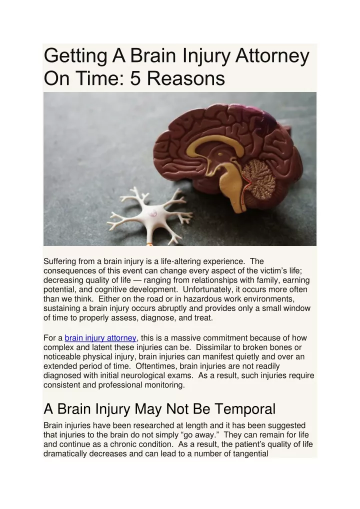getting a brain injury attorney on time 5 reasons