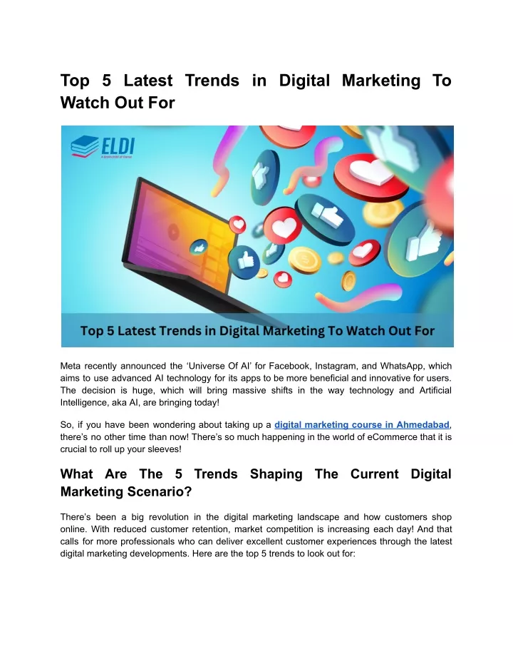 top 5 latest trends in digital marketing to watch