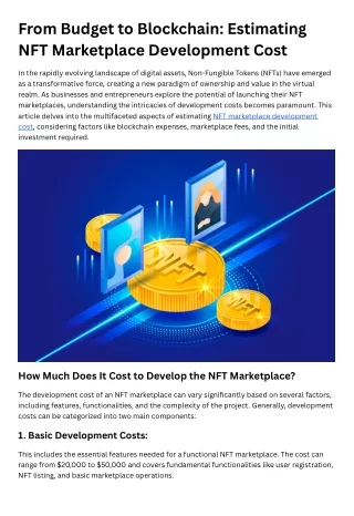 From Budget to Blockchain Estimating NFT Marketplace Development Cost
