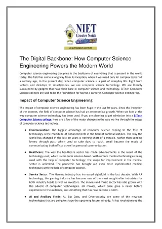 the digital backbone how computer science