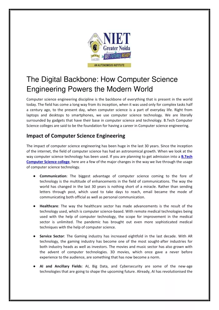 the digital backbone how computer science