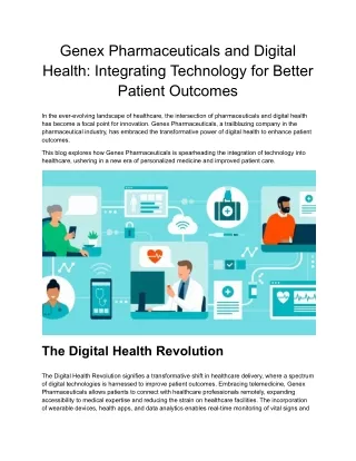 Genex Pharmaceuticals and Digital Health_ Integrating Technology for Better Patient Outcomes