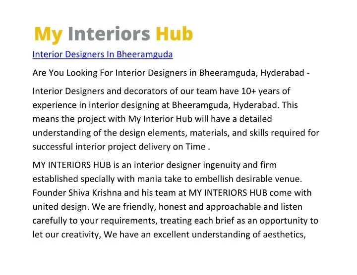 interior designers in bheeramguda