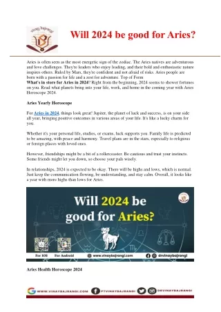 Will 2024 be good for Aries