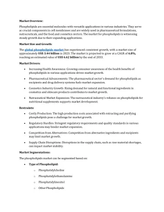 market overview phospholipids are essential