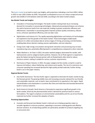 Kaolin Market Trends, Technology Innovations and Growth Prediction 2023-2030