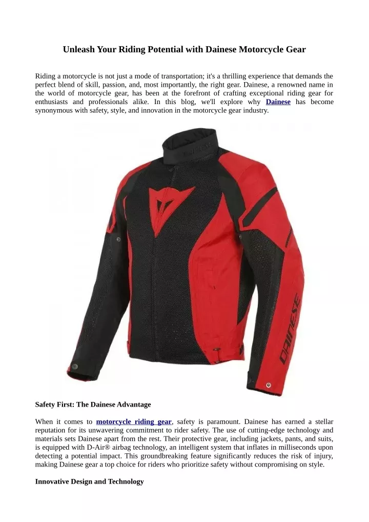 unleash your riding potential with dainese