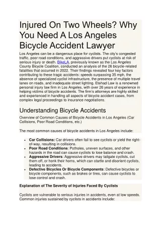 Why You Need A Los Angeles Bicycle Accident Lawyer