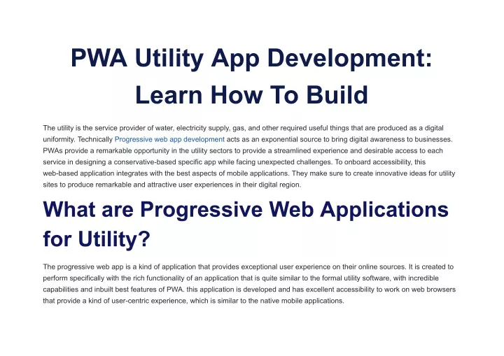 pwa utility app development learn how to build