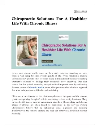 Chiropractic Solutions For A Healthier Life With Chronic Illness