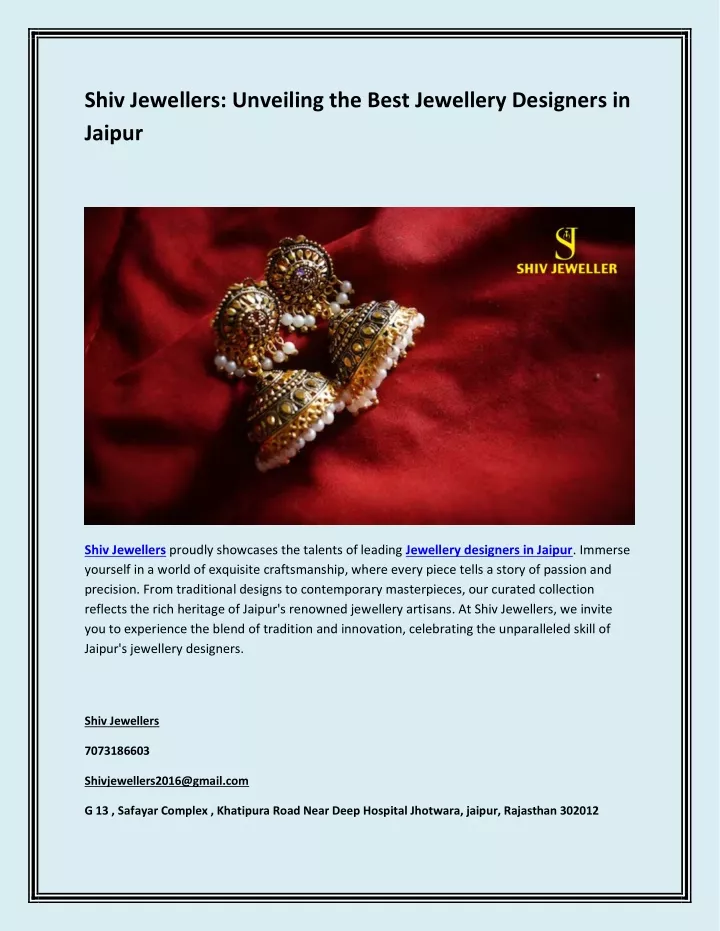 shiv jewellers unveiling the best jewellery