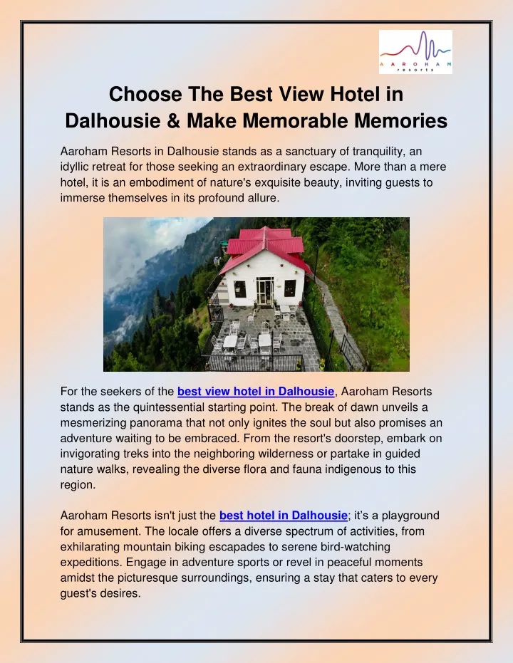 choose the best view hotel in dalhousie make