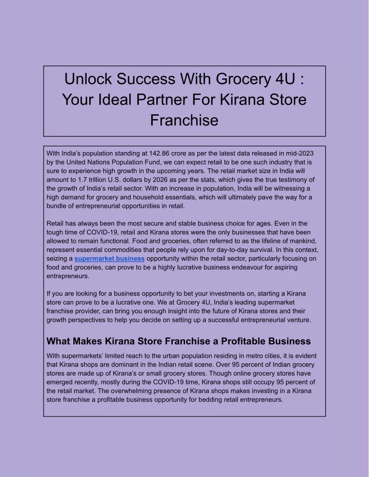 unlock success with grocery 4u your ideal partner