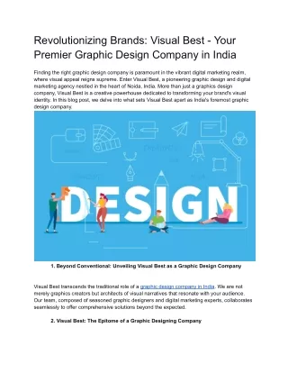 Visual Best - Your Premier Graphic Design Company in India