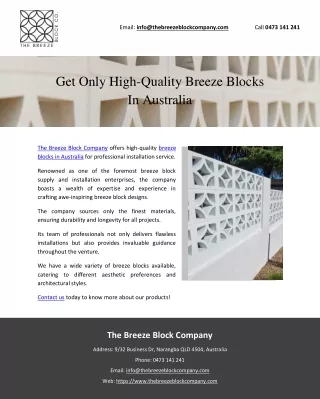 Get Only High-Quality Breeze Blocks In Australia