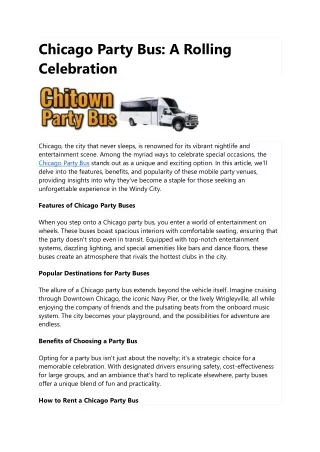 Chicago Party Bus: A Rolling Celebration
