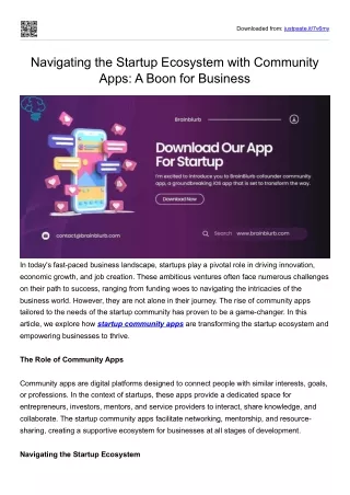 Navigating the Startup Ecosystem with Community Apps: A Boon for Business