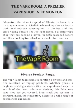 The Vapr Room A Premier Vape Shop in Edmonton