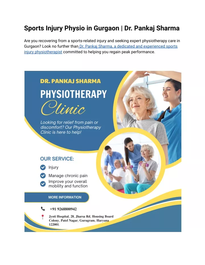 sports injury physio in gurgaon dr pankaj sharma