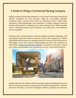 A Guide to Hiring a Commercial Moving Company | G&P Move