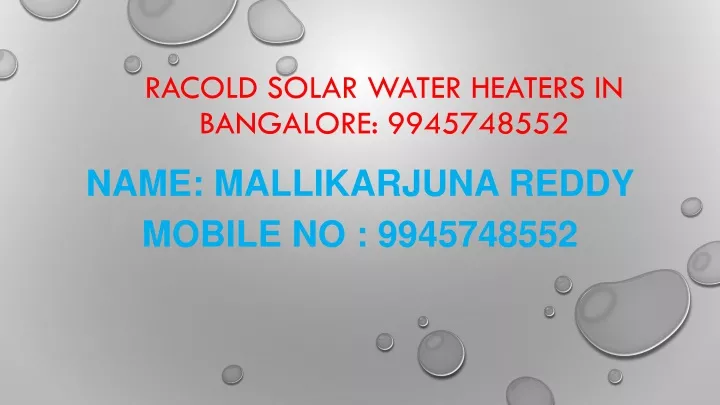 racold solar water heaters in bangalore 9945748552