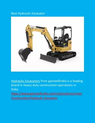 Best Hydraulic Excavator