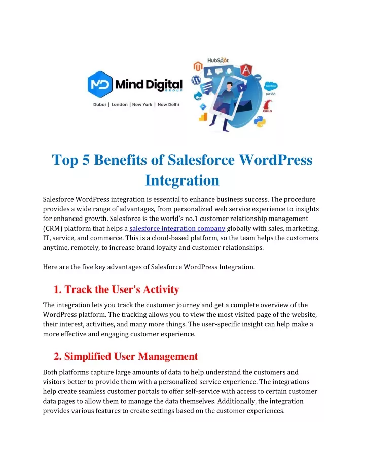 top 5 benefits of salesforce wordpress integration