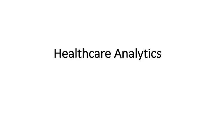 healthcare analytics