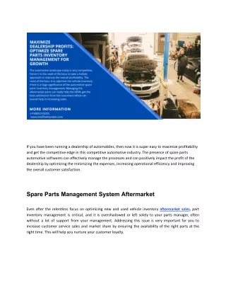 Maximize Dealership Profits Optimize Spare Parts Inventory Management for Growth