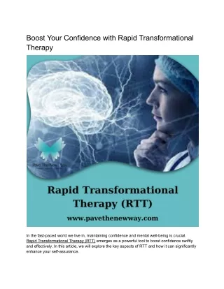 Boost Your Confidence with Rapid Transformational Therapy