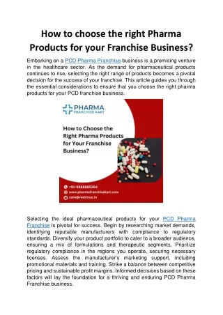 How to Choose the Right Pharma Products for Your Franchise Business?