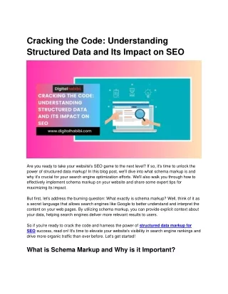 Cracking the Code Understanding Structured Data and Its Impact on SEO