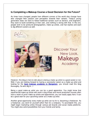 Is Completing a Makeup Course a Good Decision for the Future
