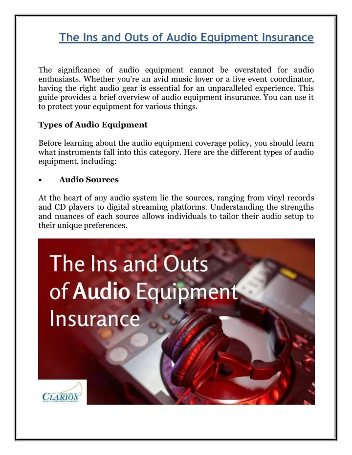 the ins and outs of audio equipment insurance