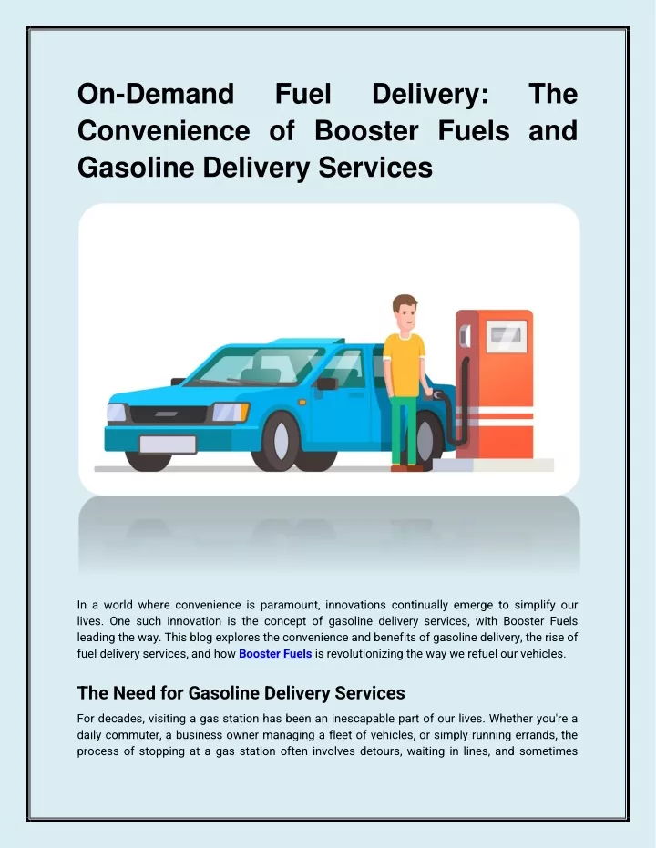 on demand convenience of booster fuels