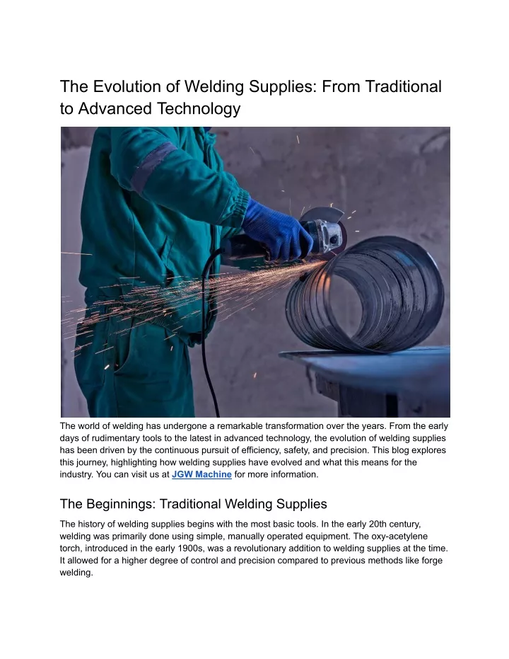the evolution of welding supplies from