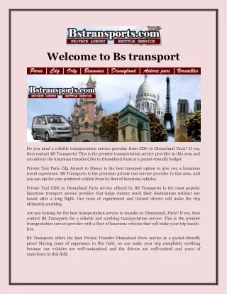 Welcome to Bs transport