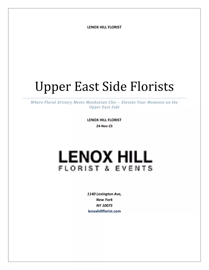 lenox hill florist