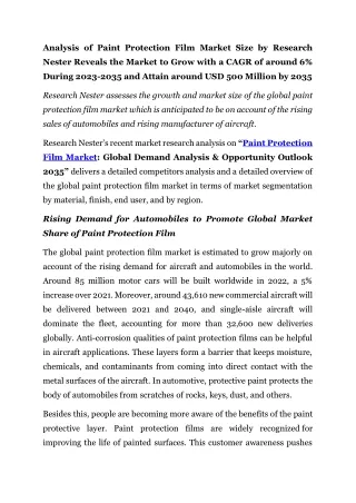 analysis of paint protection film market size