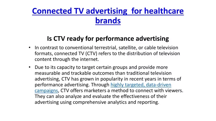 connected tv advertising for healthcare brands