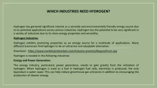 Which industries need Hydrogen