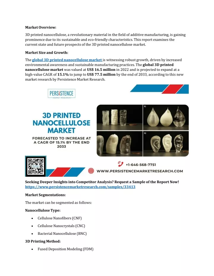 market overview 3d printed nanocellulose