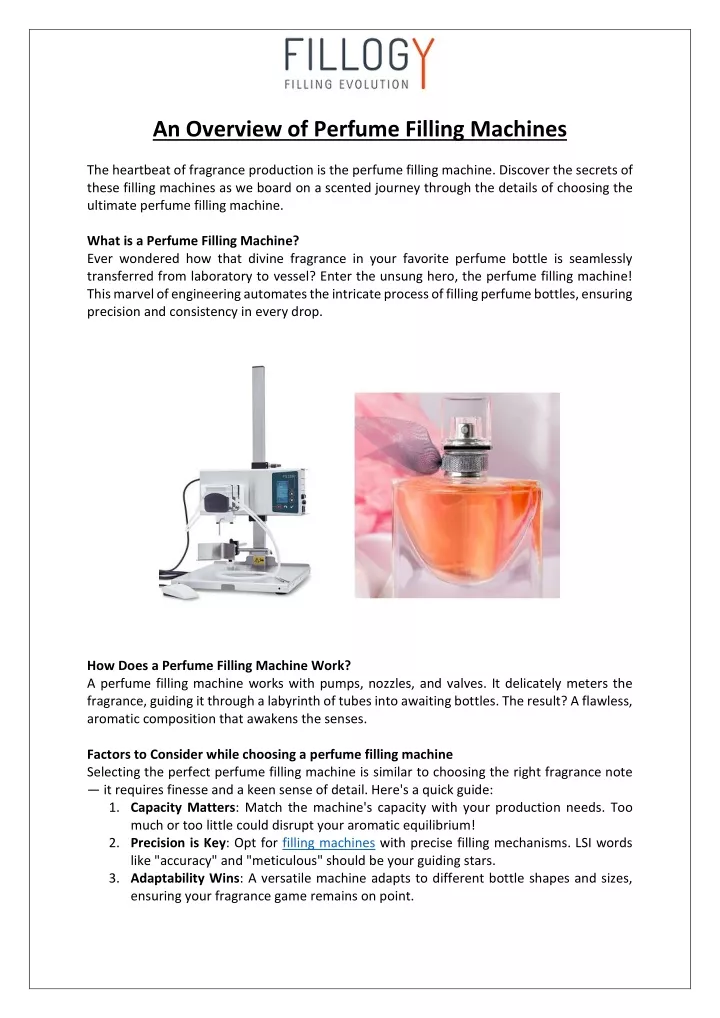 an overview of perfume filling machines