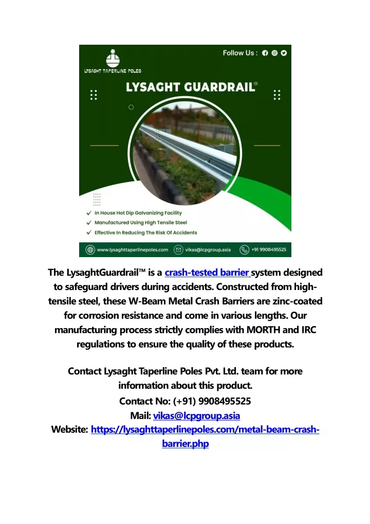 the lysaghtguardrail is a crash tested barrier