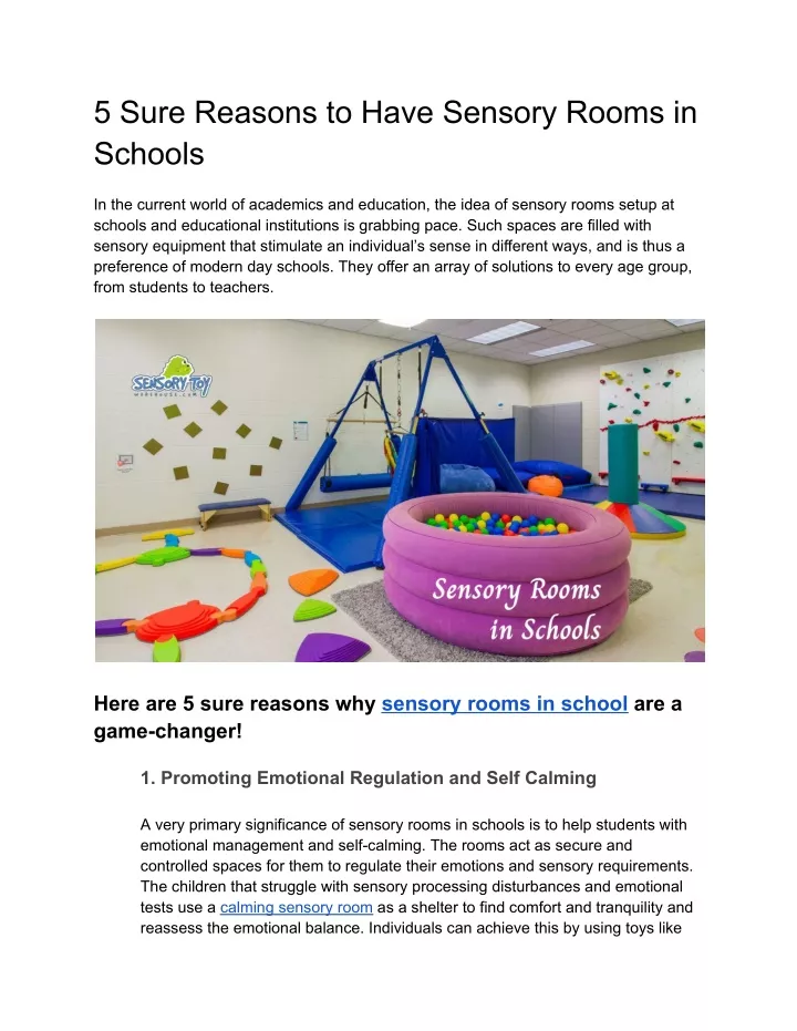 5 sure reasons to have sensory rooms in schools